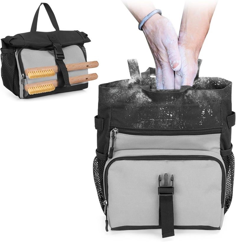 PGmoon Chalk Bucket Bag, Large Chalk Bag for Rock Climbing and Bouldering with Aluminum Foil Lining, Magnetic Closure, Multiple Pockets, 2 Brush Holders (Patent Design) - Image 1